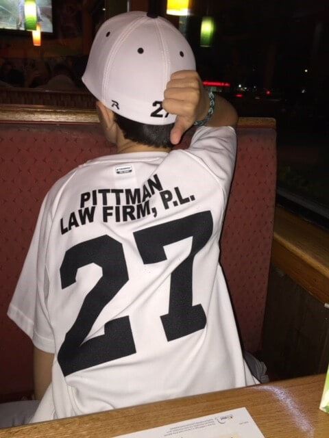 Pittman Law Firm on a Cal Ripken Little League Jersey